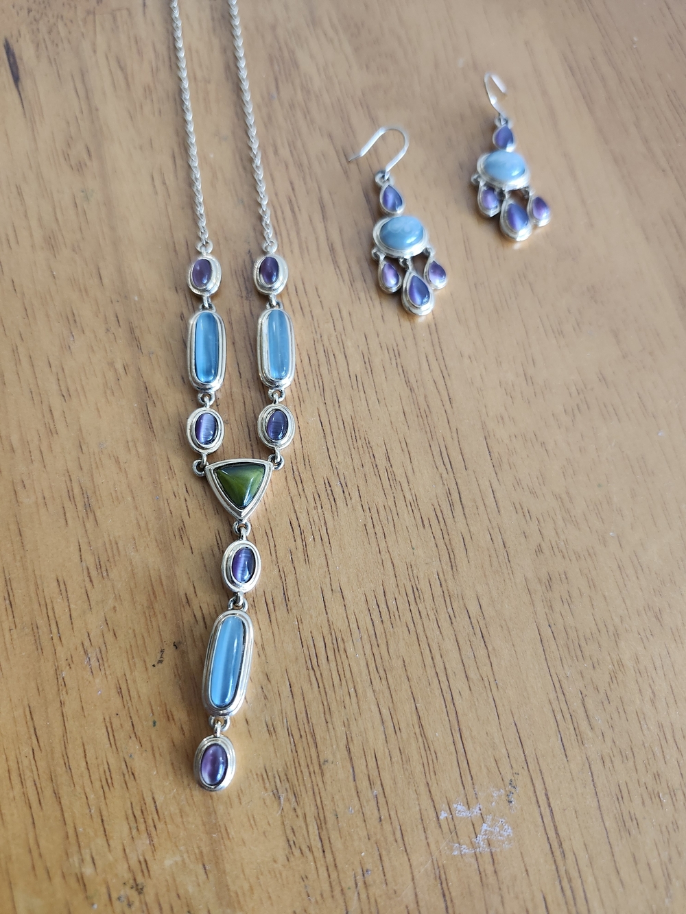 Chunky Art-Deco Sterling Silver Necklace and Earrings Set